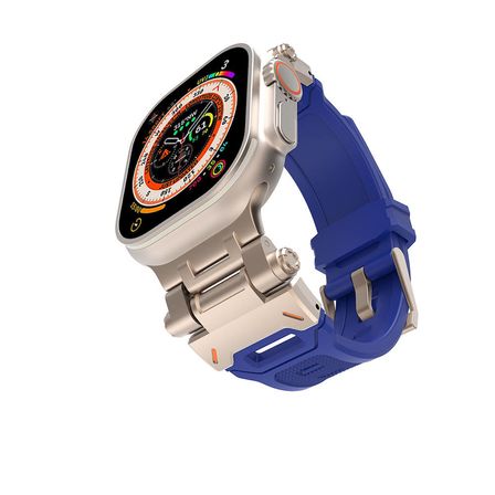 Watch 7 45mm MKST- KRD-108 Metal Başlıklı Silikon Kordon-Starlight-Mavi