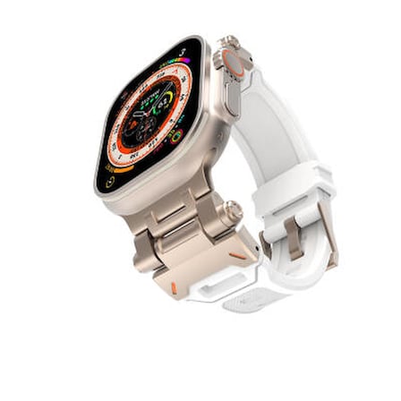 Lexroo Apple Watch 44mm Metal Başlıklı Silikon Kordon - Starlight White