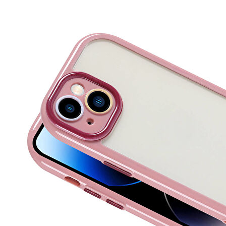 Apple iPhone 14 Kılıf Kamera Korumalı Renkli Kenar ve Çerçeve Tasarımlı Zore Vitamin Kapak-Derin Mor