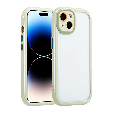 iPhone 14 Kılıf Kamera Korumalı Renkli Kenar ve Çerçeve Tasarımlı Zore Vitamin Kapak-Yeşil