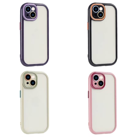 iPhone 14 Kılıf Kamera Korumalı Renkli Kenar ve Çerçeve Tasarımlı NRTK Vitamin Kapak-Mürdüm