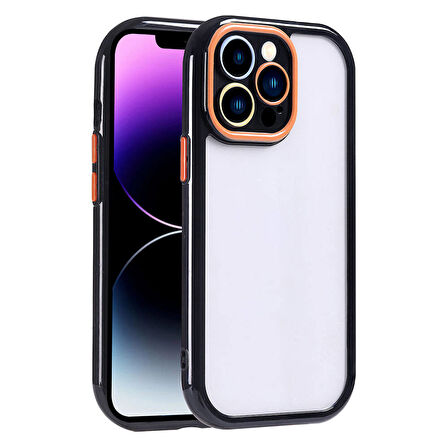 iPhone 14 Pro Max Kılıf Kamera Korumalı Renkli Kenar ve Çerçeve Tasarımlı Zore Vitamin Kapak-Siyah