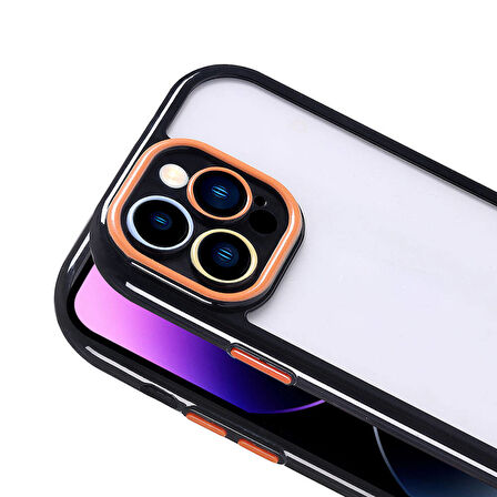 iPhone 14 Pro Max Kılıf Kamera Korumalı Renkli Kenar ve Çerçeve Tasarımlı Zore Vitamin Kapak-Derin M