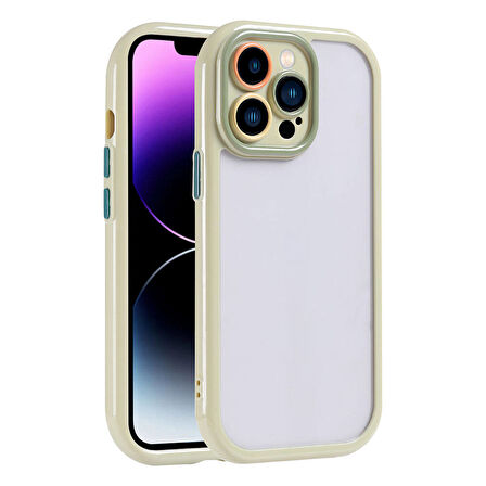 iPhone 14 Pro Max Kılıf Kamera Korumalı Renkli Kenar ve Çerçeve Tasarımlı Zore Vitamin Kapak-Yeşil