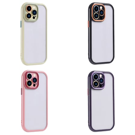 iPhone 14 Pro Max Kılıf Kamera Korumalı Renkli Kenar ve Çerçeve Tasarımlı NRTK Vitamin Kapak-Mürdüm