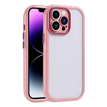 iPhone 14 Pro Max Kılıf Kamera Korumalı Renkli Kenar ve Çerçeve Tasarımlı Zore Vitamin Kapak-Mürdüm