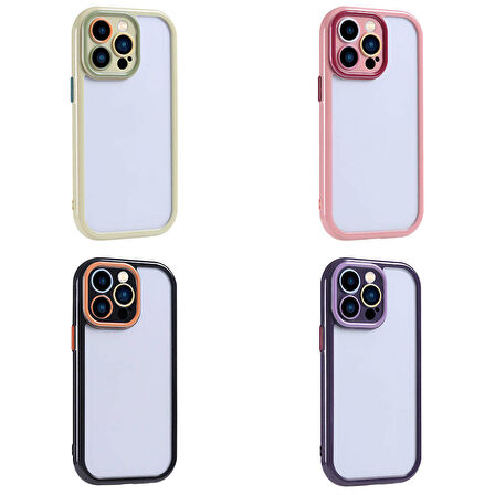 iPhone 15 Pro Kılıf Kamera Korumalı Renkli Kenar ve Çerçeve Tasarımlı Zore Vitamin Kapak-Yeşil