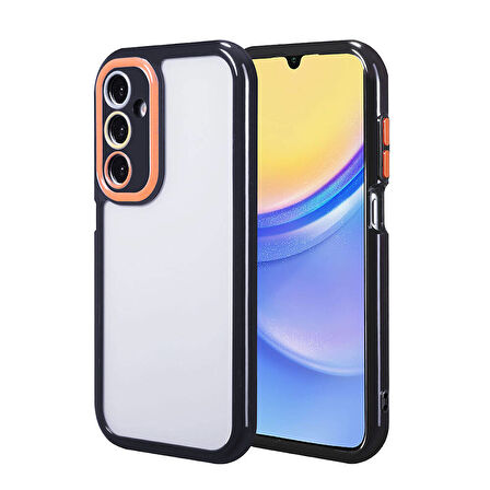 Galaxy A15 Kılıf Kamera Korumalı Renkli Kenar ve Çerçeve Tasarımlı Zore Vitamin Kapak-Siyah