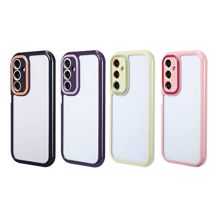 Galaxy A15 Kılıf Kamera Korumalı Renkli Kenar ve Çerçeve Tasarımlı Zore Vitamin Kapak-Derin Mor