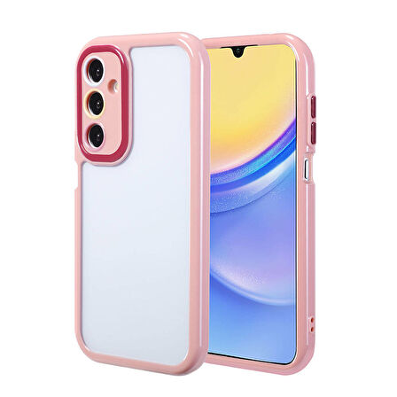 Galaxy A15 Kılıf Kamera Korumalı Renkli Kenar ve Çerçeve Tasarımlı Zore Vitamin Kapak-Mürdüm