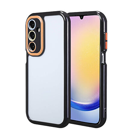 Galaxy A25 Kılıf Kamera Korumalı Renkli Kenar ve Çerçeve Tasarımlı Zore Vitamin Kapak-Siyah