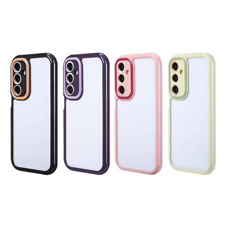 Galaxy A25 Kılıf Kamera Korumalı Renkli Kenar ve Çerçeve Tasarımlı Zore Vitamin Kapak-Derin Mor