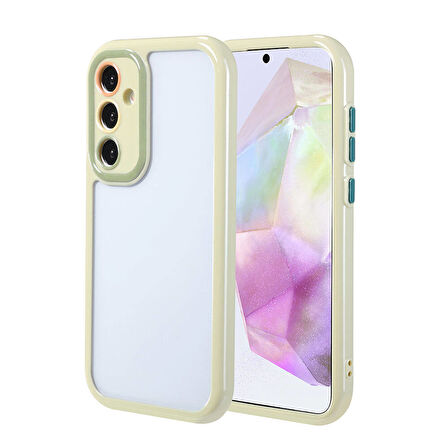Galaxy A35 Kılıf Kamera Korumalı Renkli Kenar ve Çerçeve Tasarımlı Zore Vitamin Kapak-Yeşil