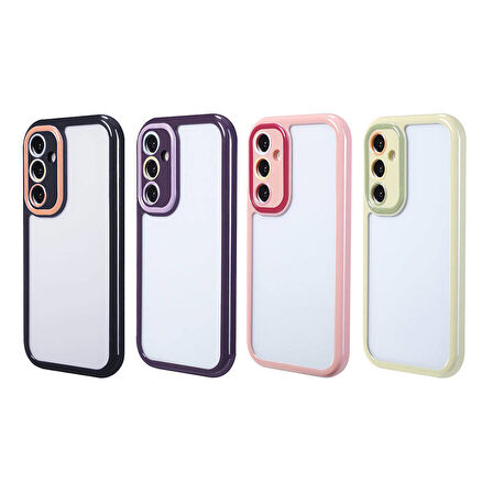 Galaxy A35 Kılıf Kamera Korumalı Renkli Kenar ve Çerçeve Tasarımlı Zore Vitamin Kapak-Mürdüm