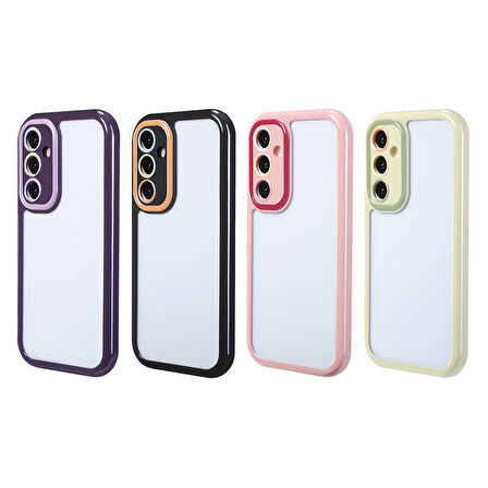 Galaxy A55 Kılıf Kamera Korumalı Renkli Kenar ve Çerçeve Tasarımlı Zore Vitamin Kapak-Derin Mor