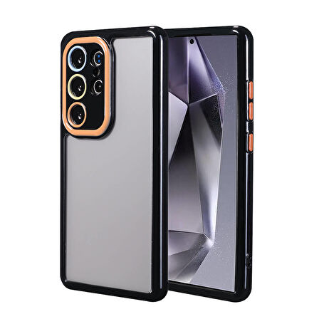 Galaxy S24 Ultra Kılıf Kamera Korumalı Renkli Kenar ve Çerçeve Tasarımlı Zore Vitamin Kapak-Siyah