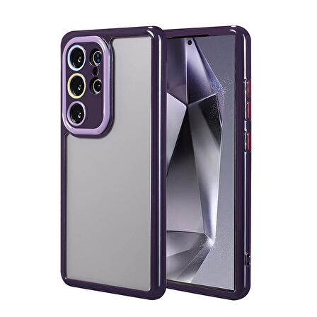 Galaxy S24 Ultra Kılıf Kamera Korumalı Renkli Kenar ve Çerçeve Tasarımlı Zore Vitamin Kapak-Derin Mo