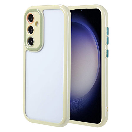 Galaxy S23 Kılıf Kamera Korumalı Renkli Kenar ve Çerçeve Tasarımlı Zore Vitamin Kapak-Yeşil