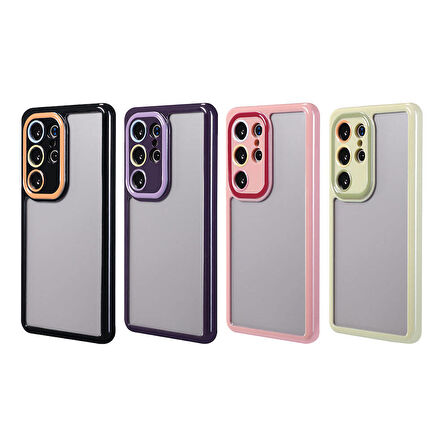 Galaxy S23 Ultra Kılıf Kamera Korumalı Renkli Kenar ve Çerçeve Tasarımlı Zore Vitamin Kapak-Yeşil