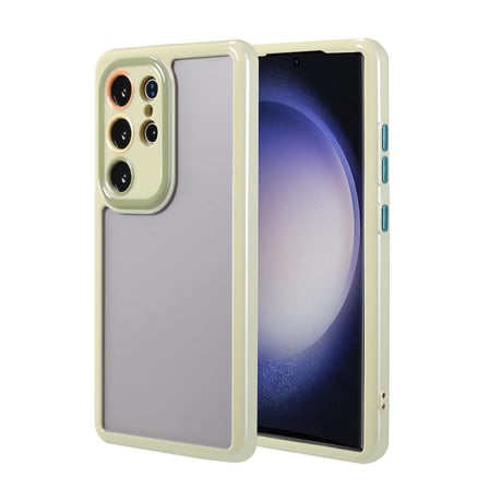 Galaxy S23 Ultra Kılıf Kamera Korumalı Renkli Kenar ve Çerçeve Tasarımlı Zore Vitamin Kapak-Yeşil