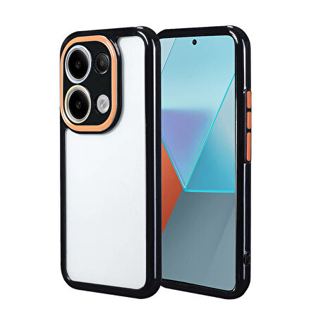 Xiaomi Redmi Note 13 Pro 4G Kılıf Kamera Korumalı Renkli Kenar ve Çerçeve Tasarımlı Zore Vitamin Kapak-Siyah