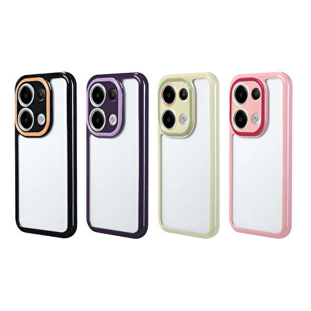 Xiaomi Poco M6 Pro 4G Kılıf Kamera Korumalı Renkli Kenar ve Çerçeve Tasarımlı Zore Vitamin Kapak-Mürdüm