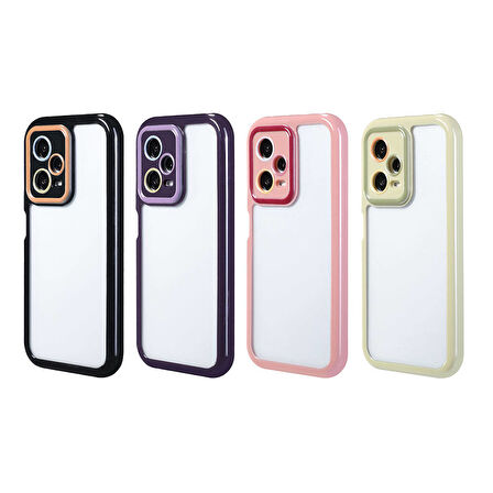Xiaomi Redmi Note 12 Pro 5G Kılıf Kamera Korumalı Renkli Kenar ve Çerçeve Tasarımlı Zore Vitamin Kapak-Derin Mor