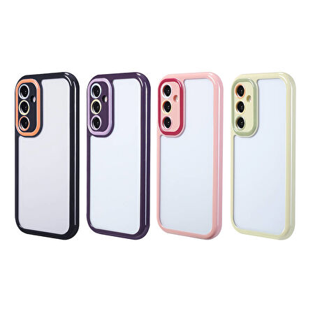 Galaxy A34 Kılıf Kamera Korumalı Renkli Kenar ve Çerçeve Tasarımlı Zore Vitamin Kapak-Derin Mor