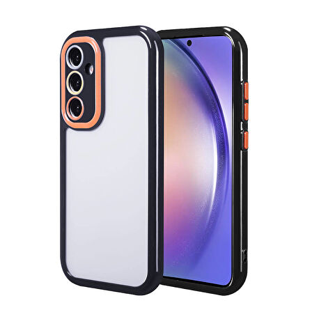 Galaxy A54 Kılıf Kamera Korumalı Renkli Kenar ve Çerçeve Tasarımlı Zore Vitamin Kapak-Siyah
