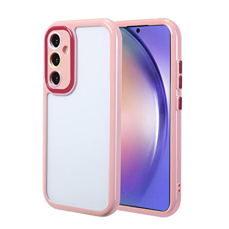 Galaxy A54 Kılıf Kamera Korumalı Renkli Kenar ve Çerçeve Tasarımlı Zore Vitamin Kapak-Mürdüm