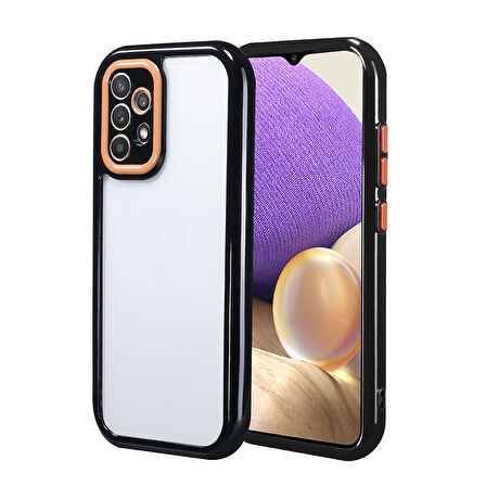 Galaxy A32 4G Kılıf Kamera Korumalı Renkli Kenar ve Çerçeve Tasarımlı Zore Vitamin Kapak-Siyah