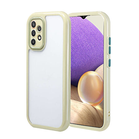 Galaxy A32 4G Kılıf Kamera Korumalı Renkli Kenar ve Çerçeve Tasarımlı Zore Vitamin Kapak-Yeşil