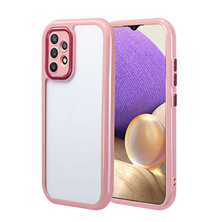 Galaxy A32 4G Kılıf Kamera Korumalı Renkli Kenar ve Çerçeve Tasarımlı Zore Vitamin Kapak-Mürdüm