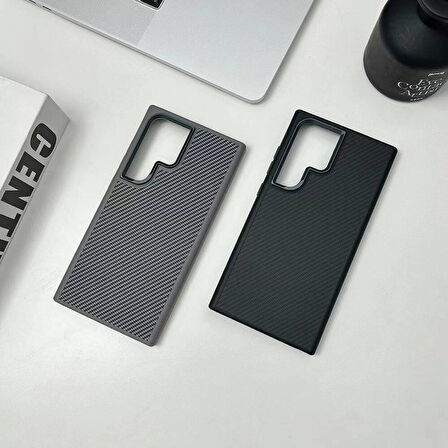 Galaxy S24 Ultra Kılıf Magsafe Şarj Özellikli Karbon Fiber Görünümlü Zore Troy Kapak-Siyah