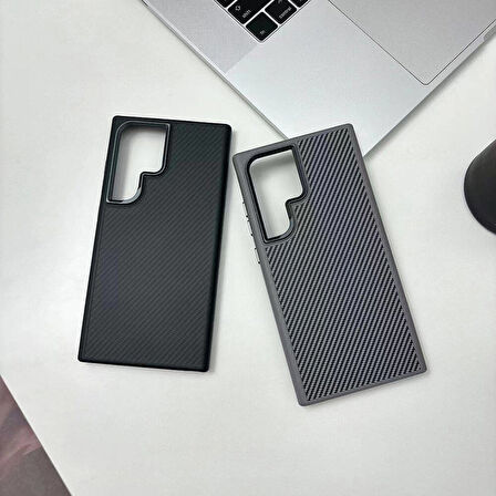 Galaxy S24 Ultra Kılıf Magsafe Şarj Özellikli Karbon Fiber Görünümlü Zore Troy Kapak-Siyah
