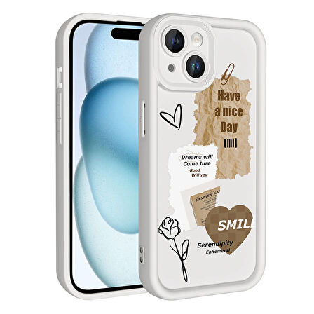 Apple iPhone 14 Kılıf Kamera Korumalı Baskılı Arka Yüzey Zore Klas Kapak-Siyah