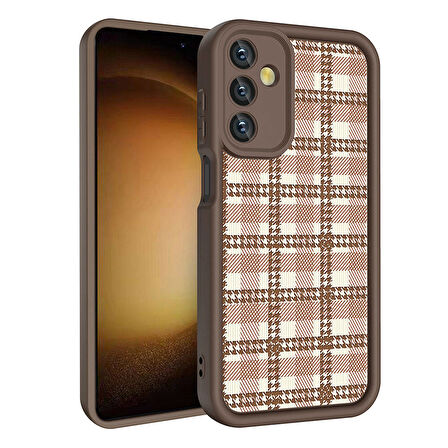 Galaxy A15 Kılıf Kamera Korumalı Baskılı Arka Yüzey Zore Klas Kapak-Koyu Kahve