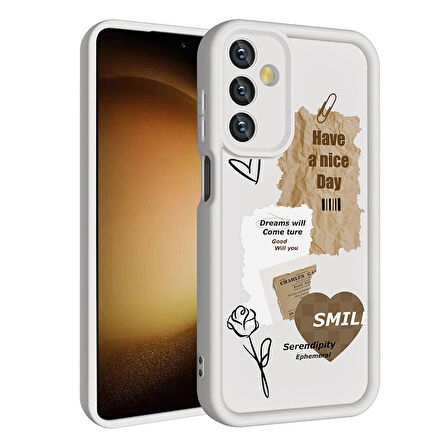 Galaxy A15 Kılıf Kamera Korumalı Baskılı Arka Yüzey Zore Klas Kapak-Koyu Kahve