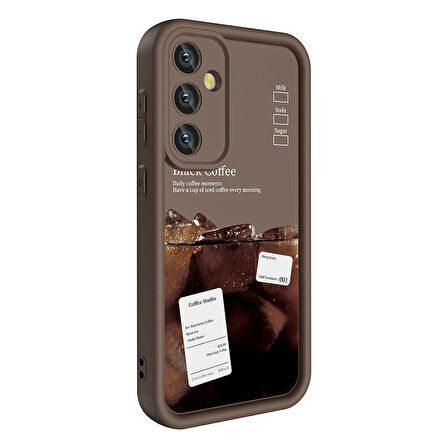 Galaxy A35 Kılıf Kamera Korumalı Baskılı Arka Yüzey Zore Klas Kapak-Koyu Kahve