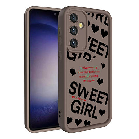 Galaxy A35 Kılıf Kamera Korumalı Baskılı Arka Yüzey Zore Klas Kapak-Koyu Kahve