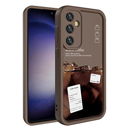 Galaxy S24 Kılıf Kamera Korumalı Baskılı Arka Yüzey Zore Klas Kapak-Koyu Kahve