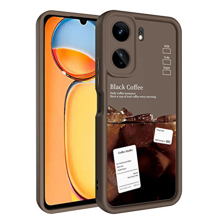 Xiaomi Mi 13T Kılıf Kamera Korumalı Baskılı Arka Yüzey Zore Klas Kapak-Açık Kahve