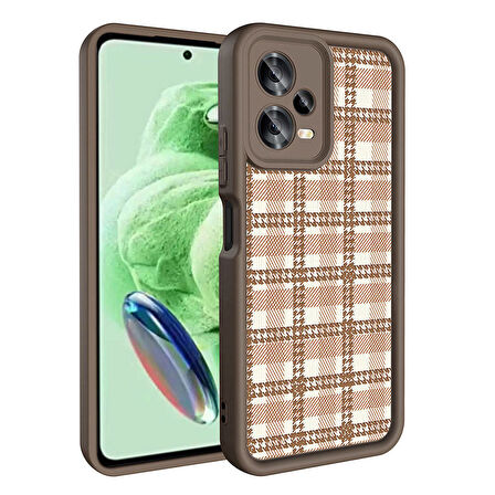 Xiaomi Redmi Note 12 5G Kılıf Kamera Korumalı Baskılı Arka Yüzey Zore Klas Kapak-Koyu Kahve
