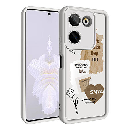 Tecno Camon 20 Pro 4G Kılıf Kamera Korumalı Baskılı Arka Yüzey Zore Klas Kapak-Siyah
