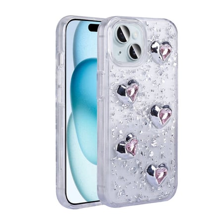 Apple iPhone 14 Uyumlu Kılıf Airbagli Simli Arka Yüzey Işıltı Silikon Kapak