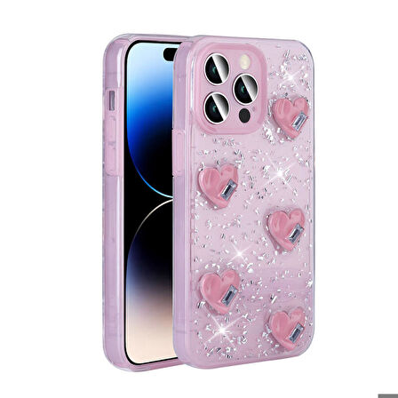 Apple iPhone 14 Pro Max Uyumlu Kılıf Airbagli Simli Arka Yüzey Işıltı Silikon Kapak