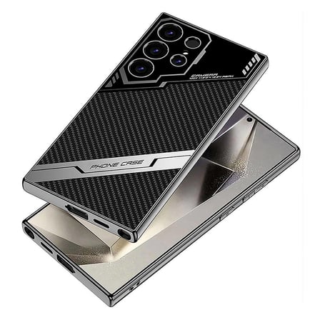 Galaxy S24 Ultra Kılıf Kamera Korumalı Karbon Tasarım NRTK Yeni Seri Procase Kapak-Siyah Karbon