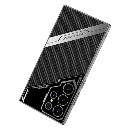 Galaxy S24 Ultra Kılıf Kamera Korumalı Karbon Tasarım NRTK Yeni Seri Procase Kapak-Siyah Karbon