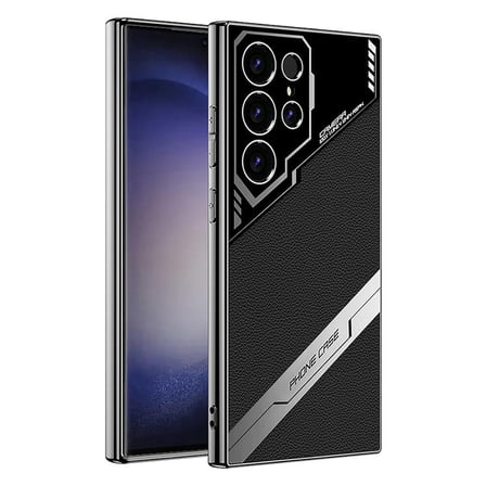 Galaxy S23 Ultra Kılıf Kamera Korumalı Suni Deri Tasarım Zore Yeni Seri Procase Kapak-Siyah