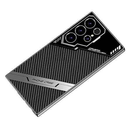 Galaxy S23 Ultra Kılıf Kamera Korumalı Karbon Tasarım MKST Yeni Seri Procase Kapak-Siyah Karbon